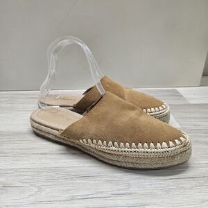 Sam Edelman Austin Tan Suede Espadrille Mules Womens Size 8 Boho Slip On Casual